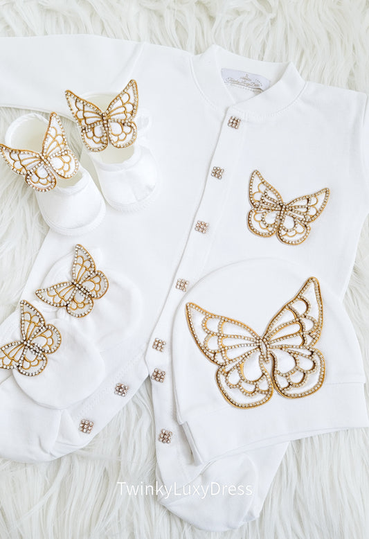 Newborn Outfit Gold Butterfly | Baby Girl