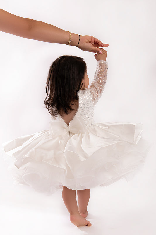 Habibi Dress in White Sparkly