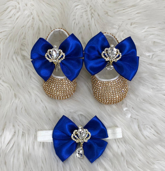 Royal Baby Shoes+Headband Set| Blue