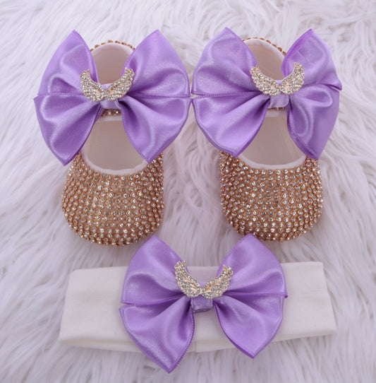 Royal Baby Shoes+Headband Set| Purple