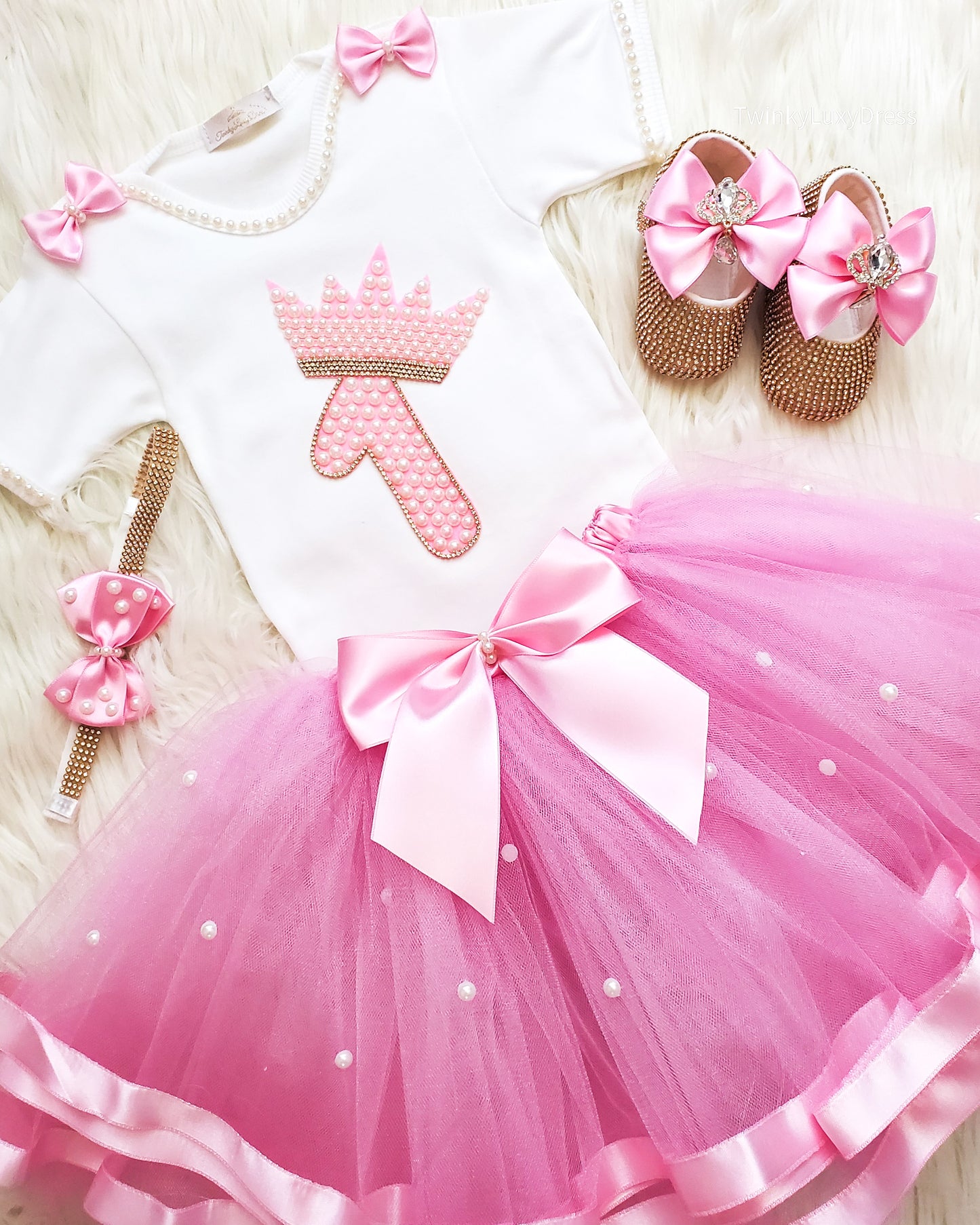 1st Birthday Outfit (Luxury Set Pink)