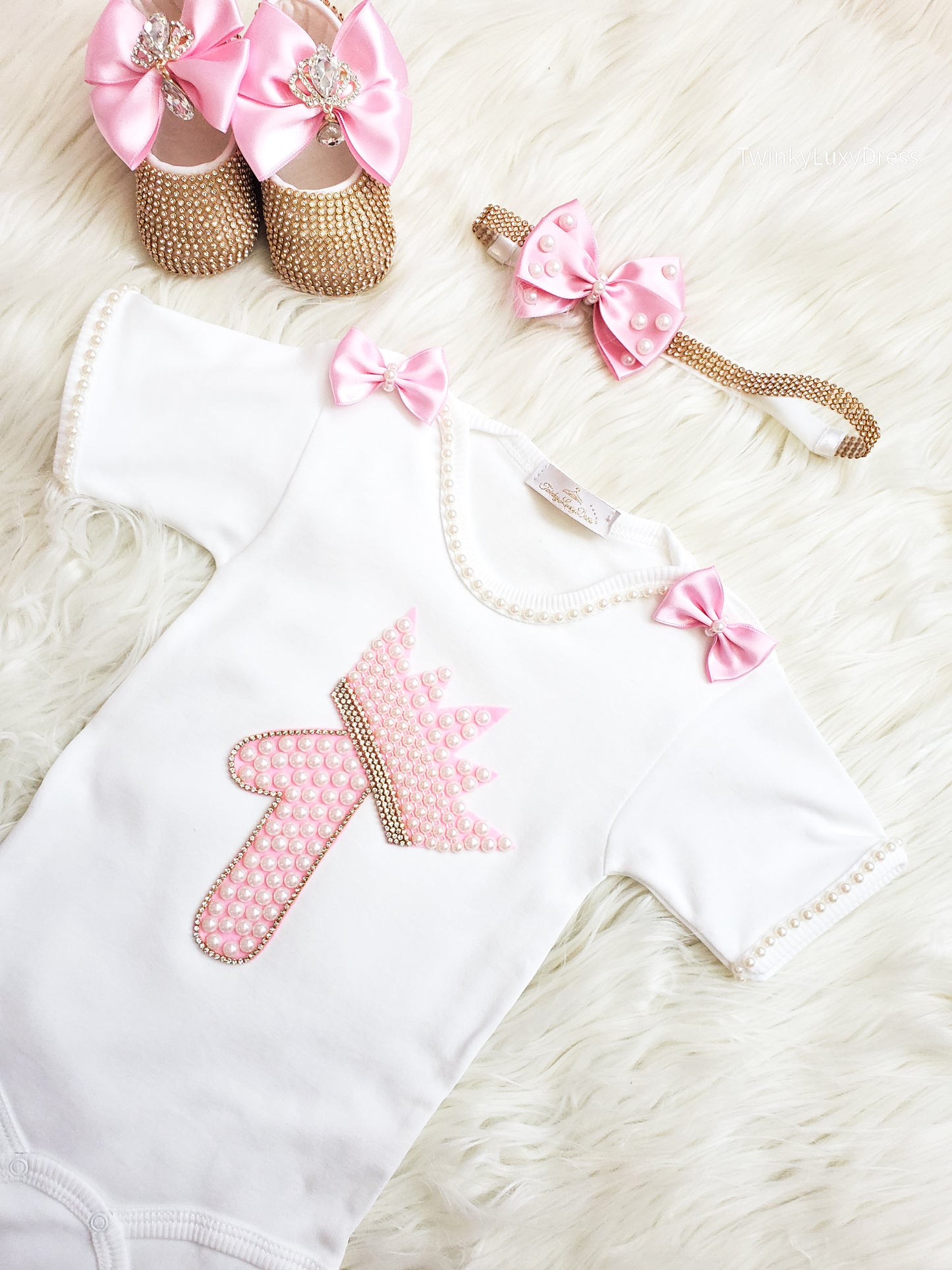 1st Birthday Outfit (Luxury Set Pink)