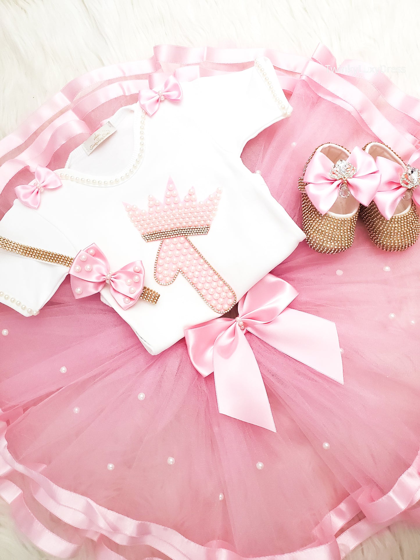 1st Birthday Outfit (Luxury Set Pink)