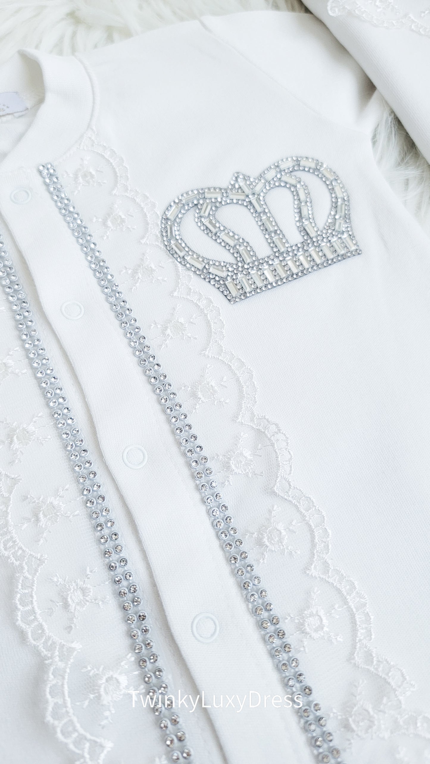 Luxury Newborn Outfit White Silver | Baby Boy