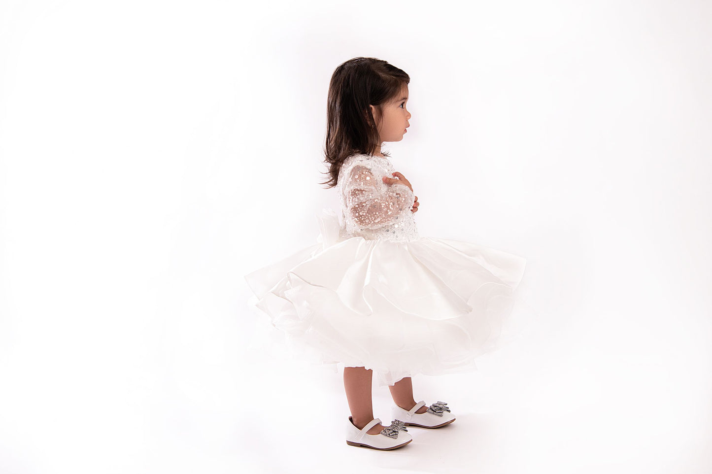 Habibi Dress in White Sparkly