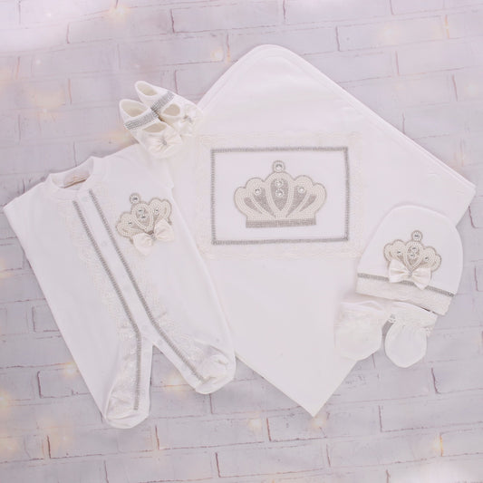 Luxury Newborn Outfit White Color 5 pcs Set