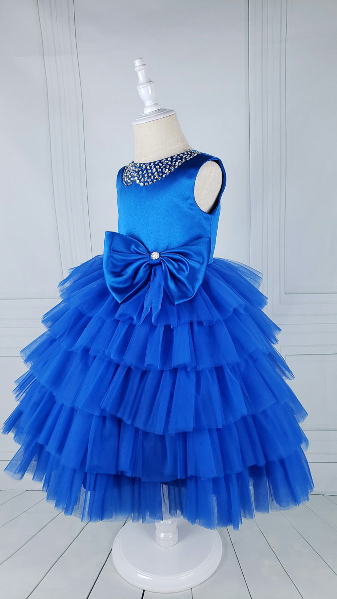 blue-layered fluffy dress for special occasion