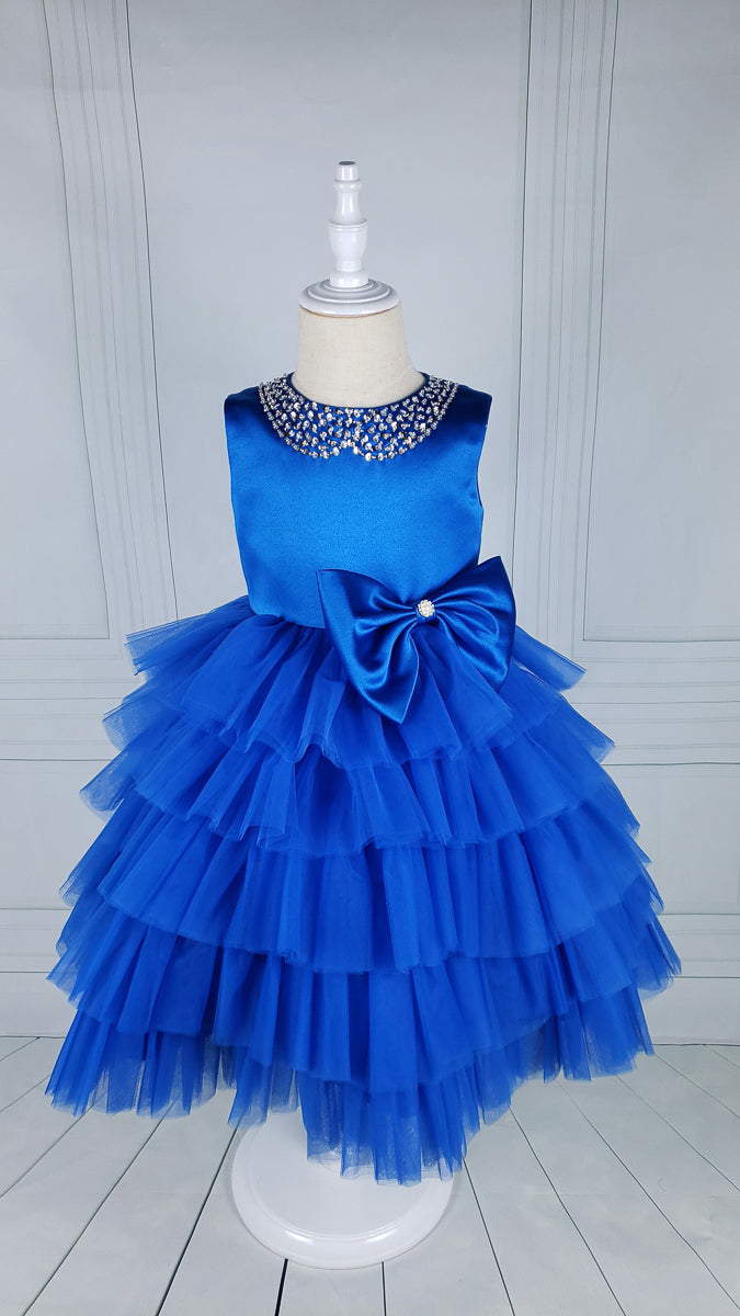 blue-layered fluffy dress for wedding