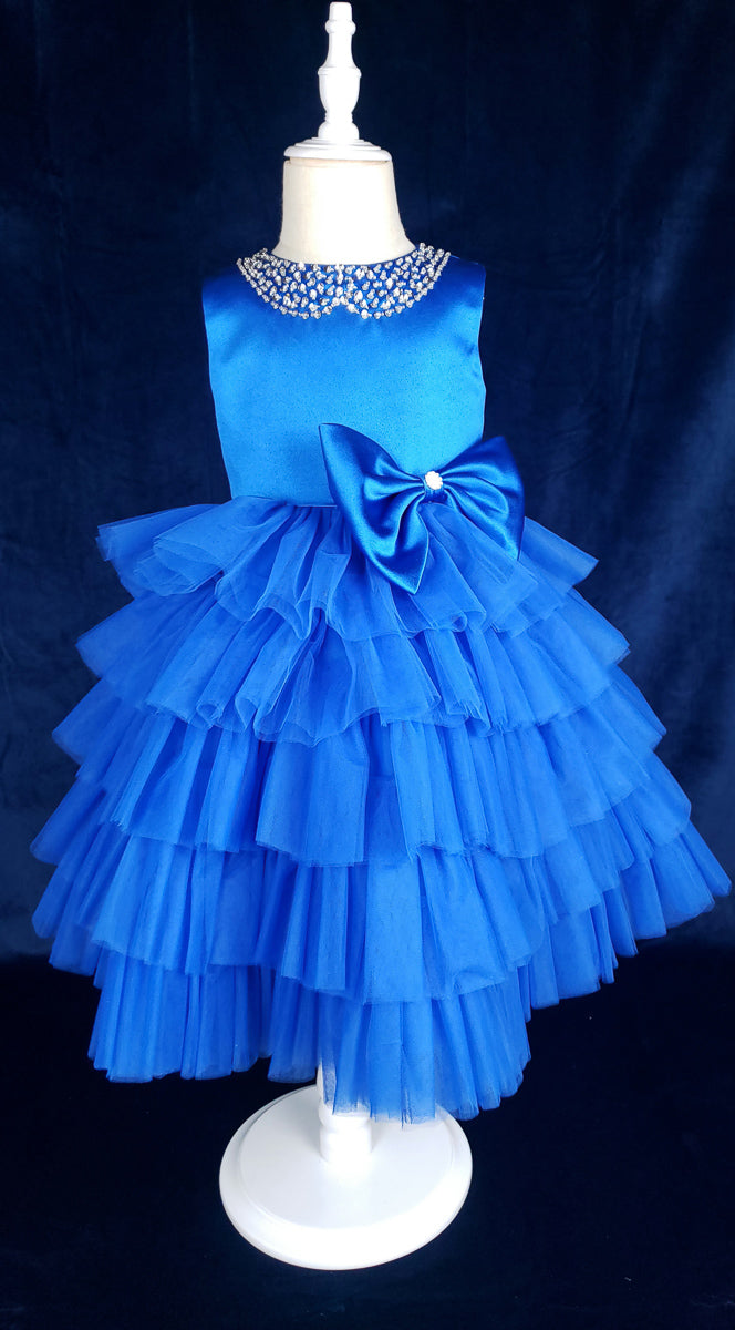 blue-layered fluffy dress