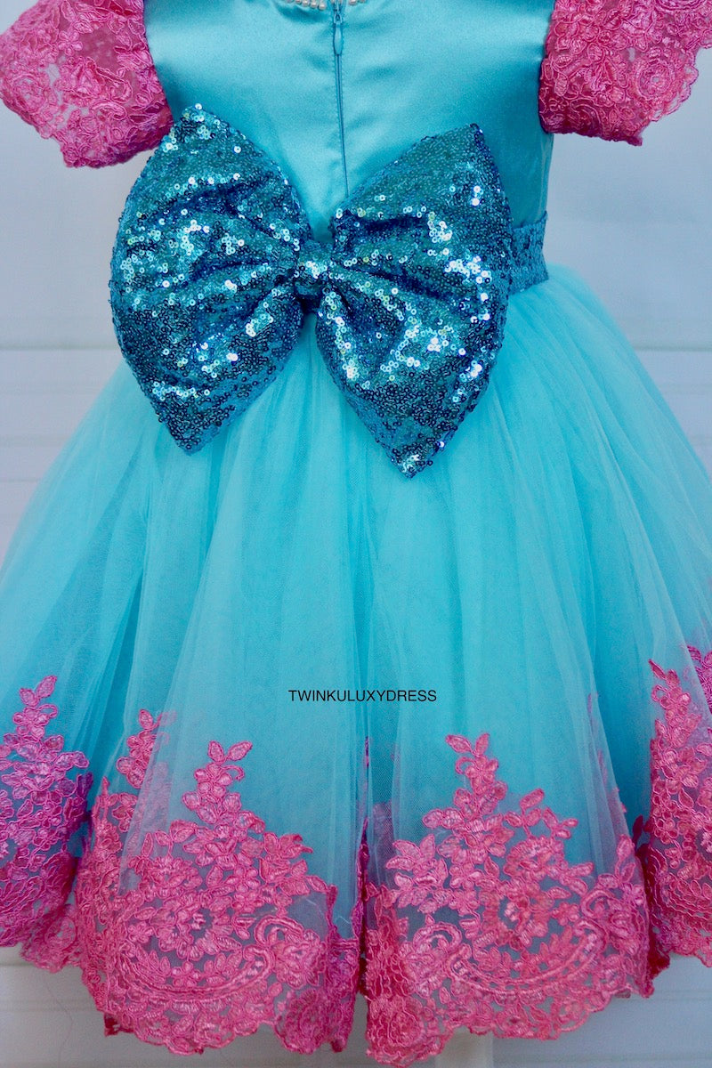 blue-tiffany color dress for girls first birthdays