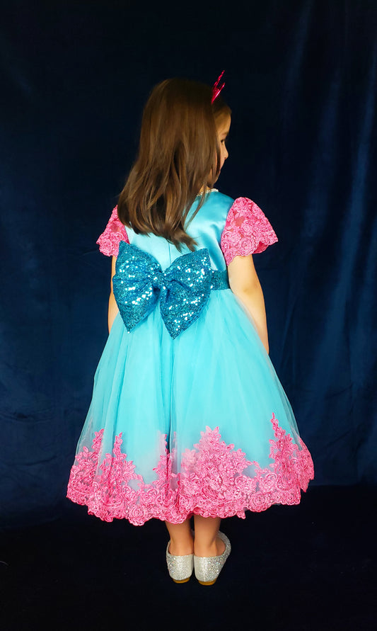 blue-tiffany color dress for girls