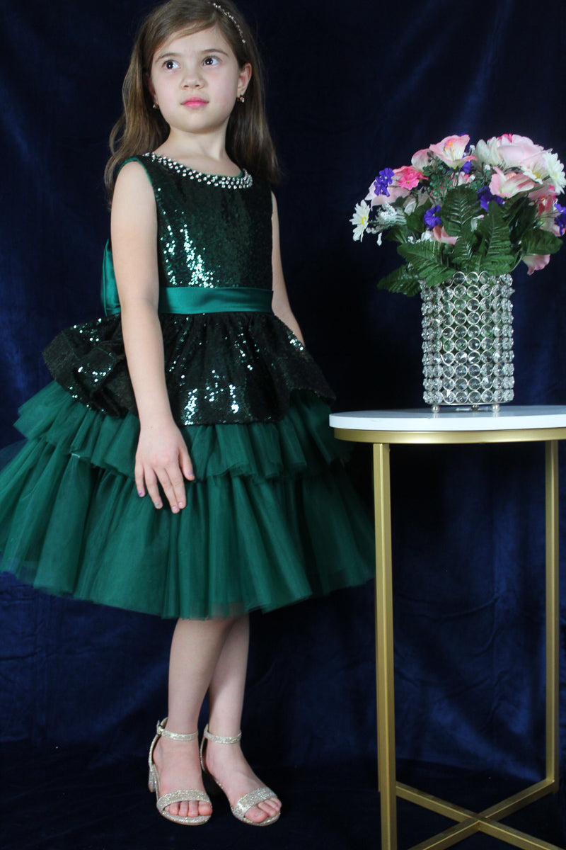 emerald-dress with bow back