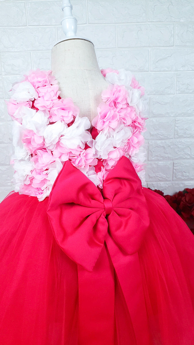 pink-red flower dress for birthday