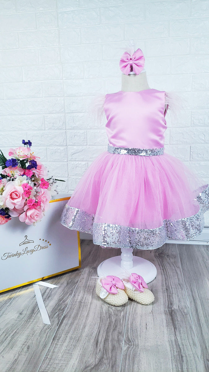 pink-sleeveless dress for girls for birthday