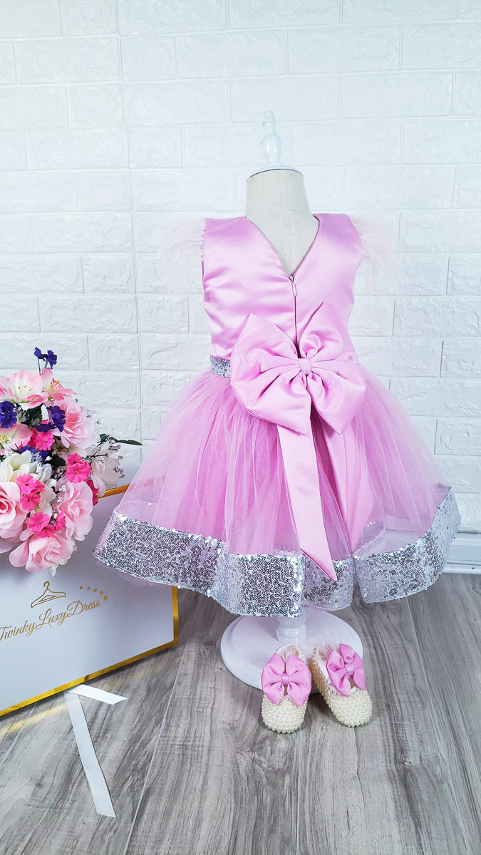 pink-sleeveless dress for girls for wedding