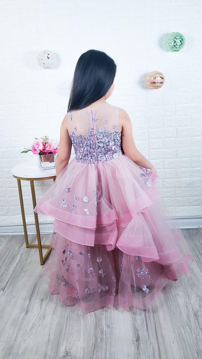 purple-flower dress for girl