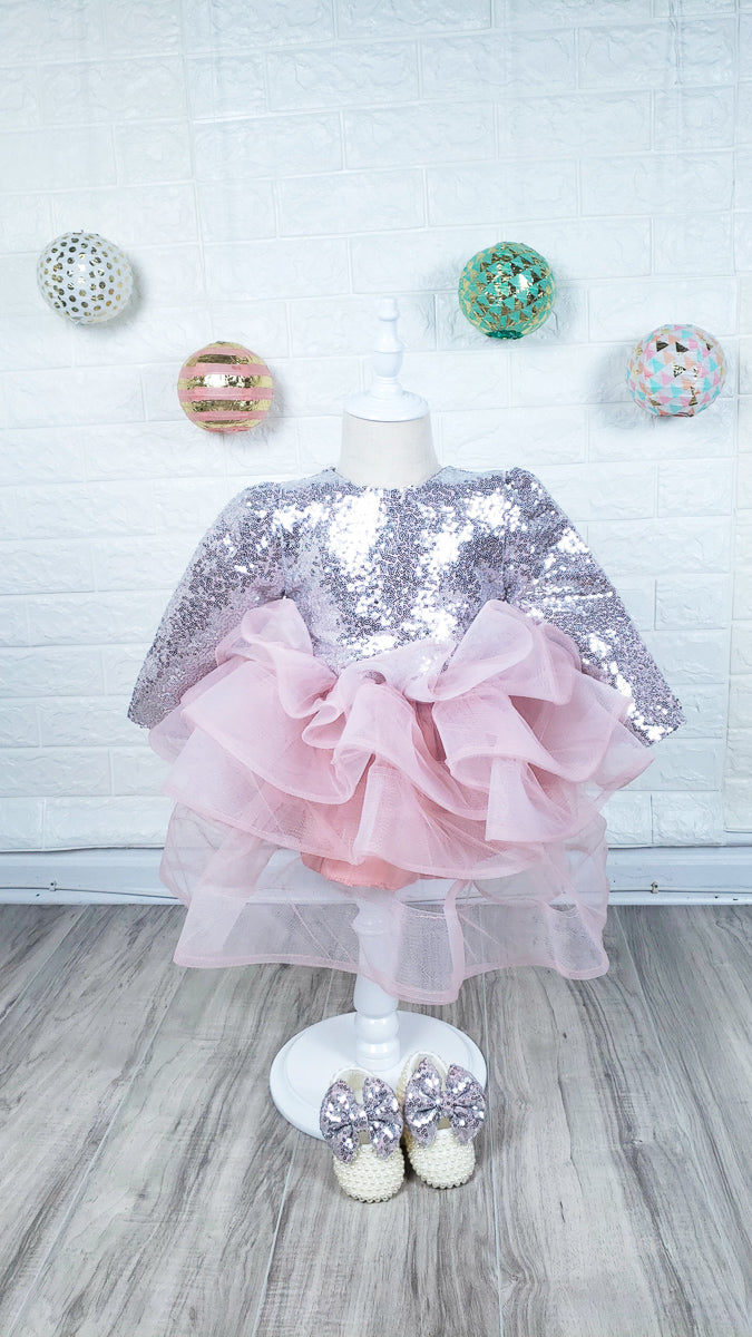 sparkly pink short dress for girls