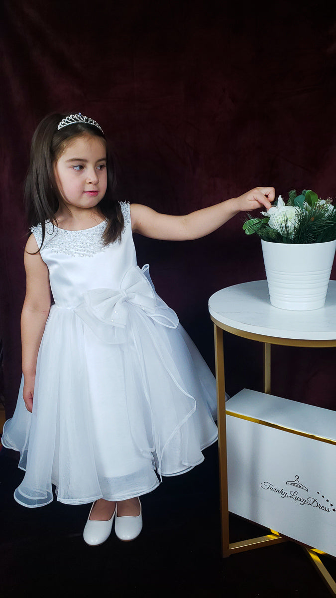 girls-white-fluffy first birthday dress