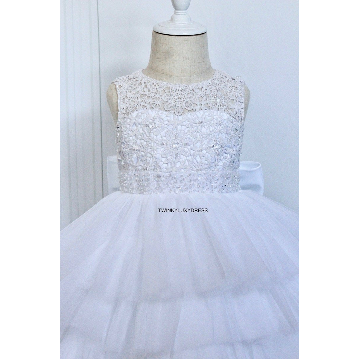 white-fluffy layered dress for girl age one